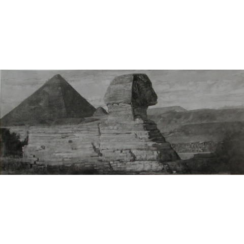 The sphinx and pyramid in Giseh, 1934